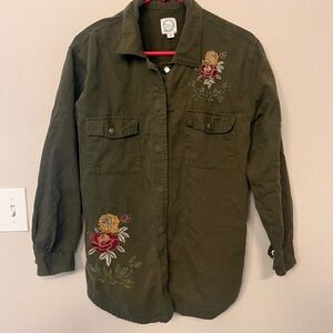 Francesca's Collections Green Embroidered Jacket